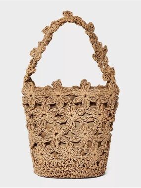 Straw Mini Floral Bucket Bag - A New Day, NWT